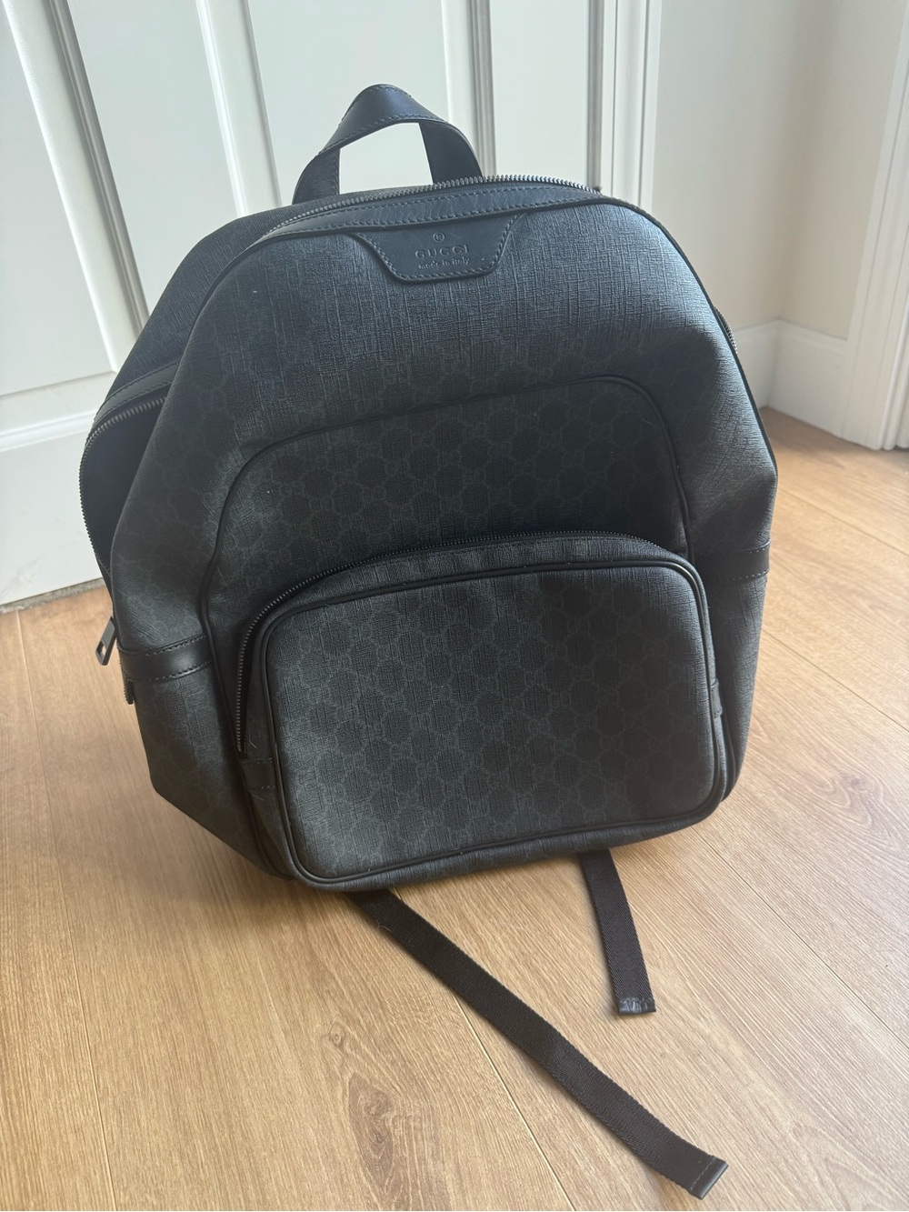 Gucci Black Monogram Canvas Backpack